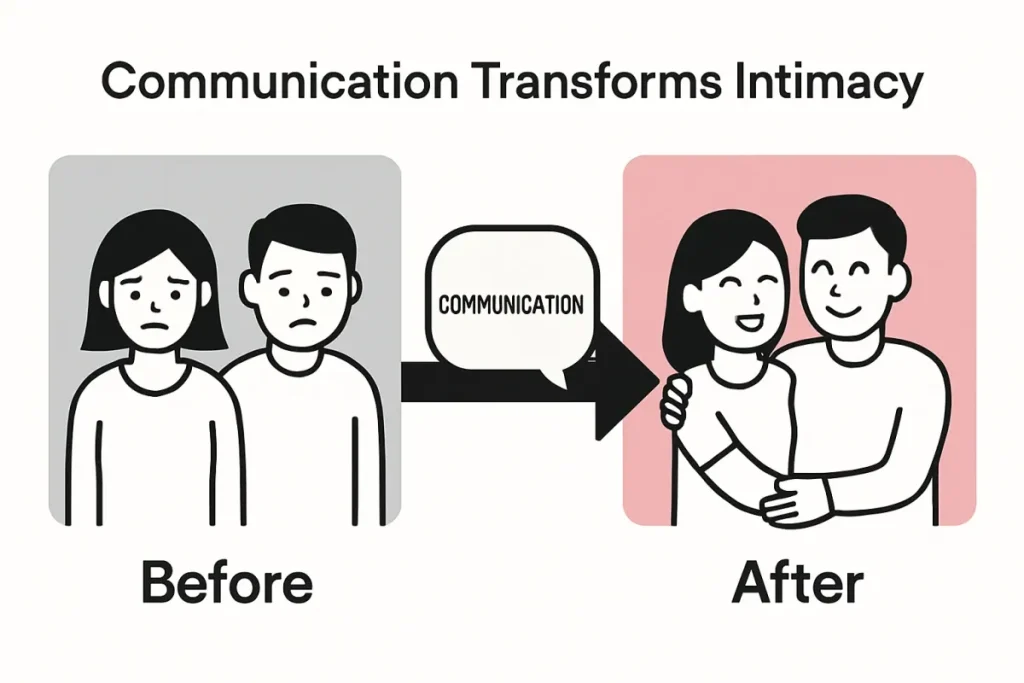 Ultra Bann Infographic comparing intimacy before and after open communication