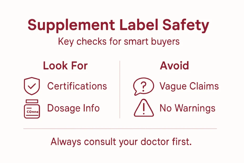 Ultra Bann Infographic with supplement label safety checklist