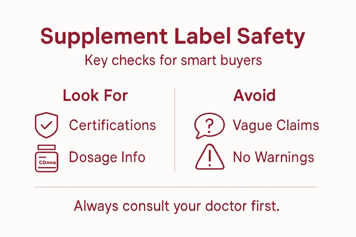 Ultra Bann Infographic with supplement label safety checklist