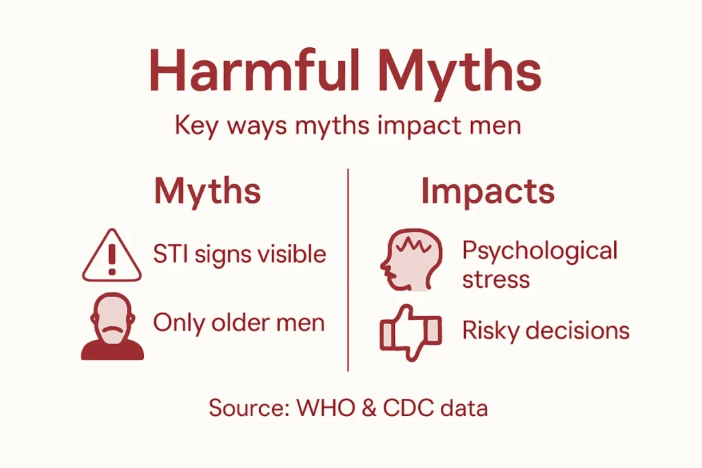 Infographic showing myths and impacts on men's wellness