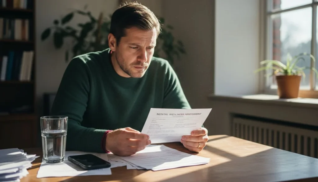 Ultra Bann Man completing mental health questionnaire