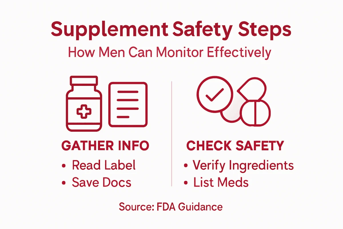 Infographic showing supplement safety steps overview