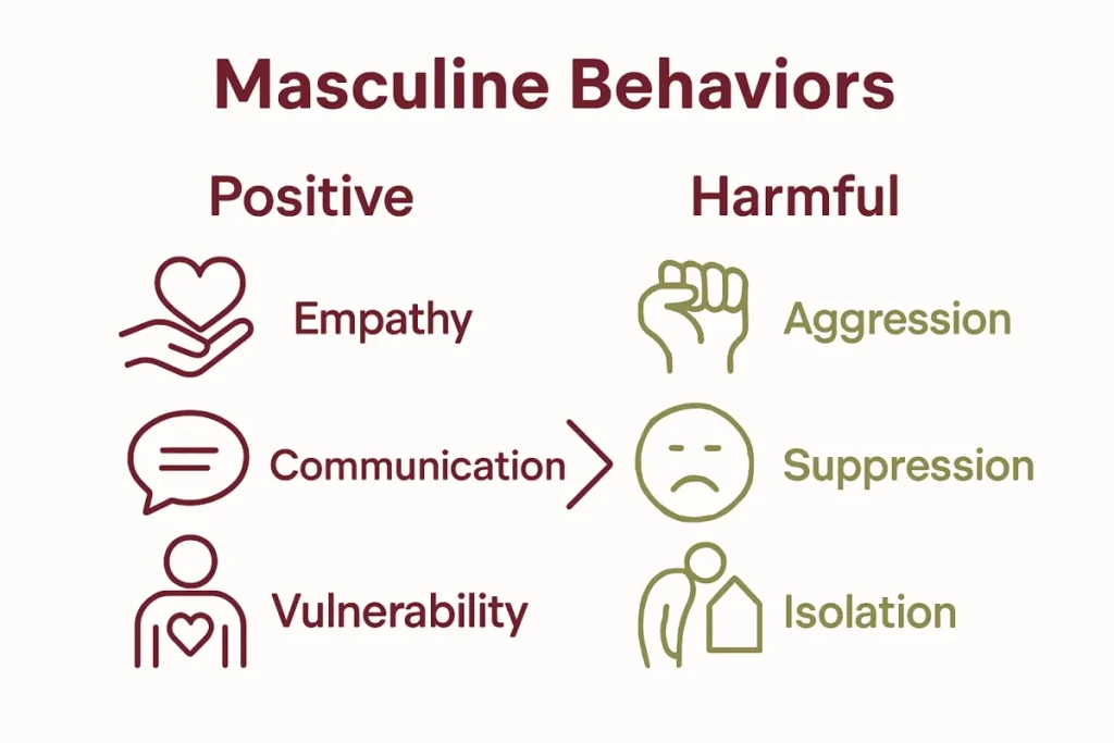 Ultra Bann Infographic comparing positive and harmful masculine behaviors