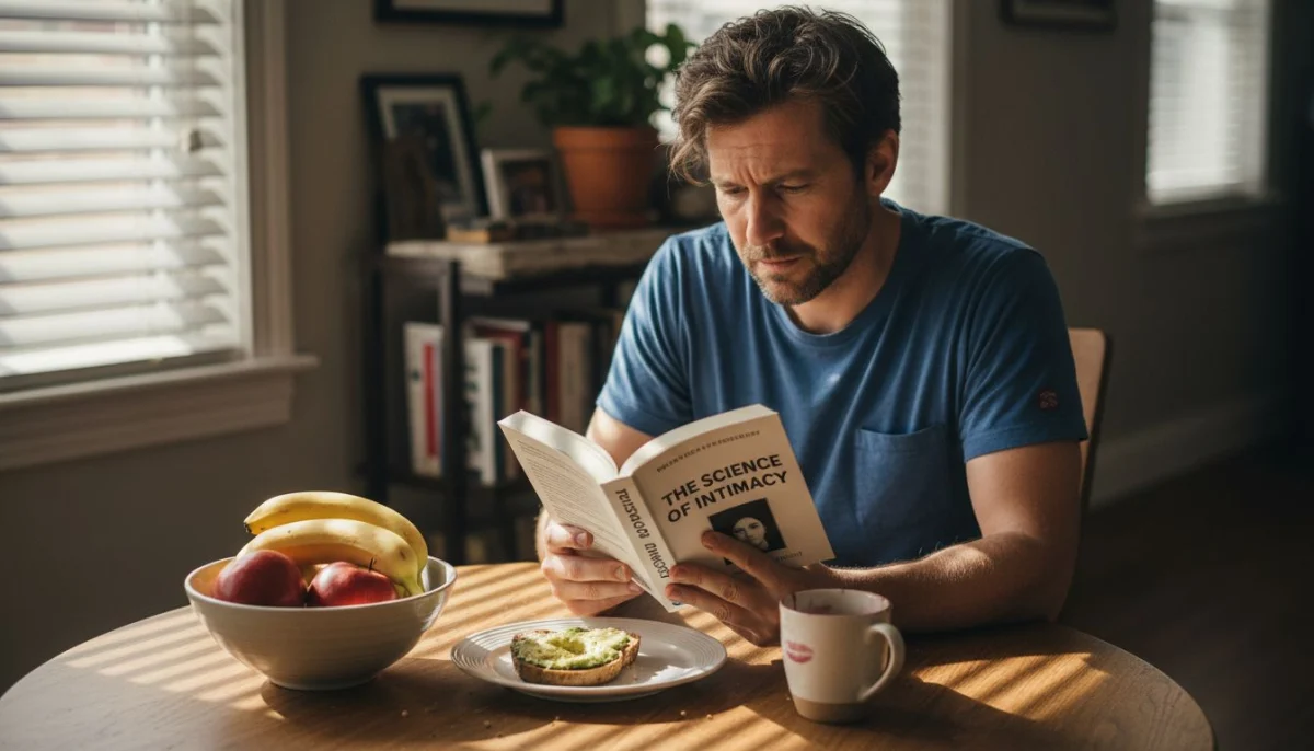 Man learning about desire at kitchen table